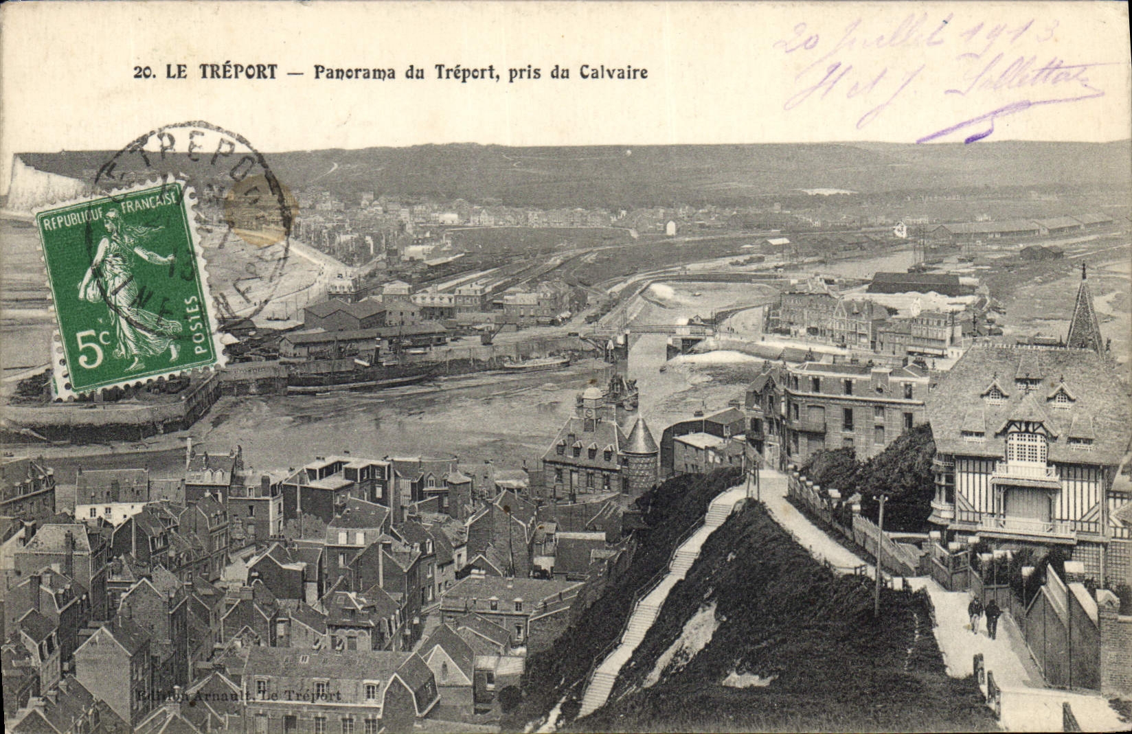 CPA Le Treport Panorama Du Tréport Pris Du Calvaire