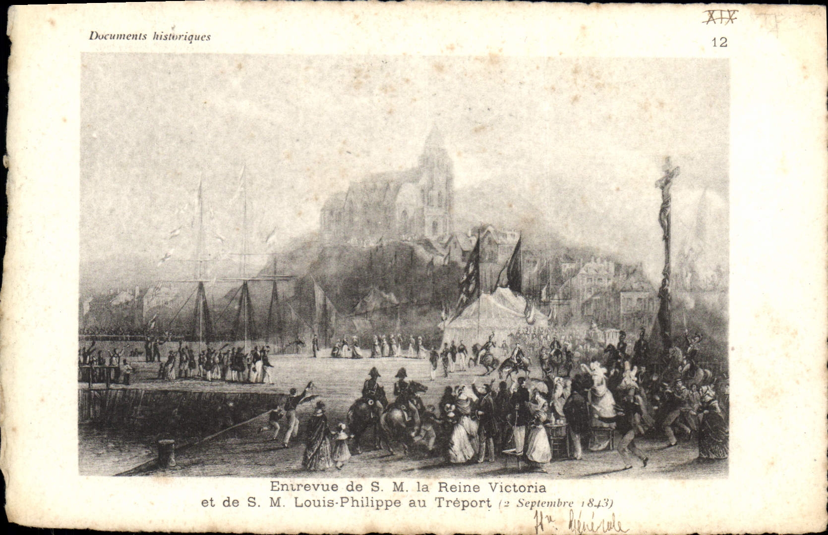 CPA Le Treport entrvue Louis Philippe Reine Victoria le 2 septembre 1843