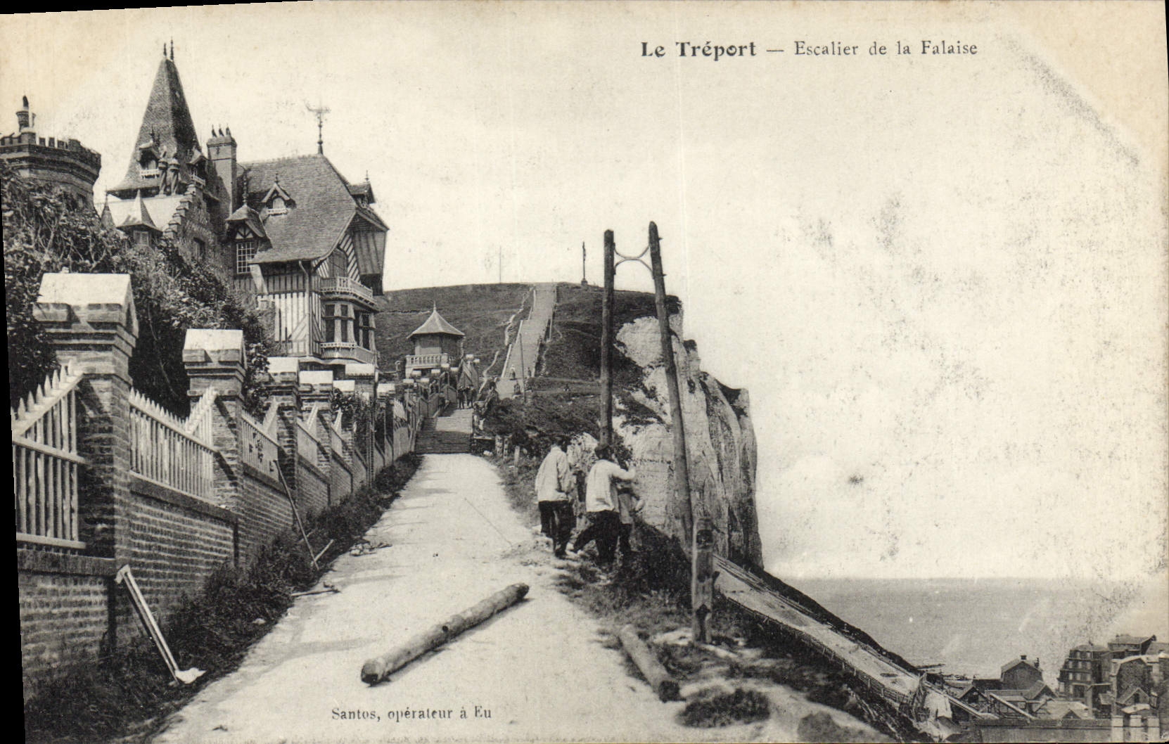 CPA Le Treport Escalier De La Falaise
