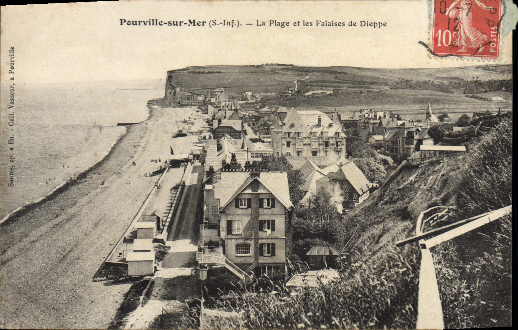 CPA Pourville Sur Mer La Plage Et Les Falaises De Dieppe