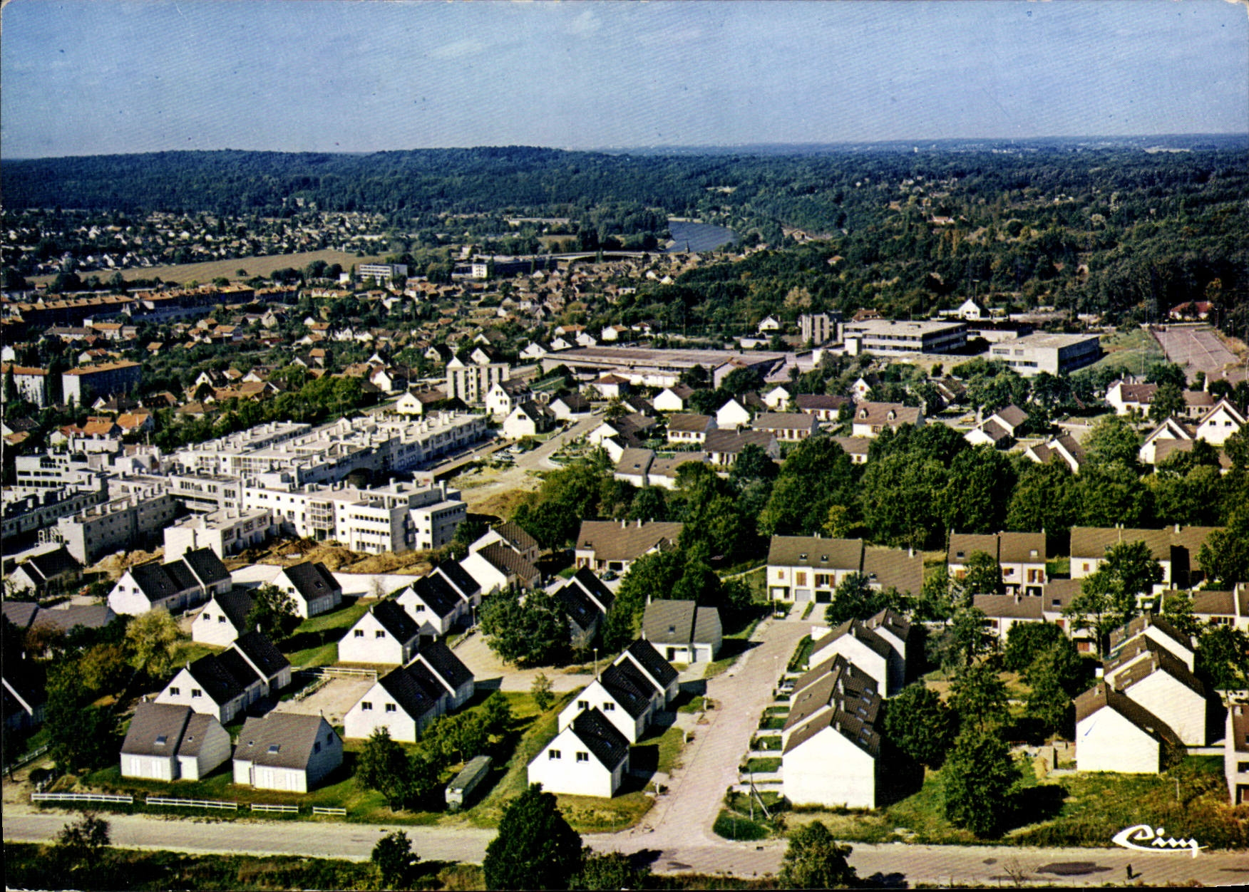 CPSM Champagne Sur Seine Vue Generale Aerienne