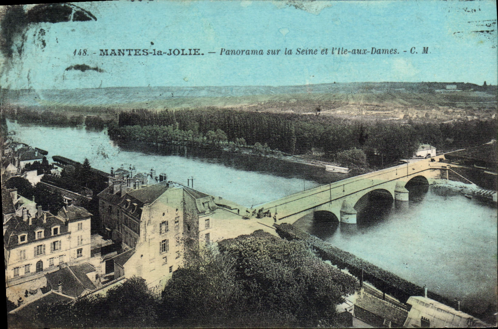 CPA Mantes La Jolie Panorama Sur La Seine Et I'Ile aux dames