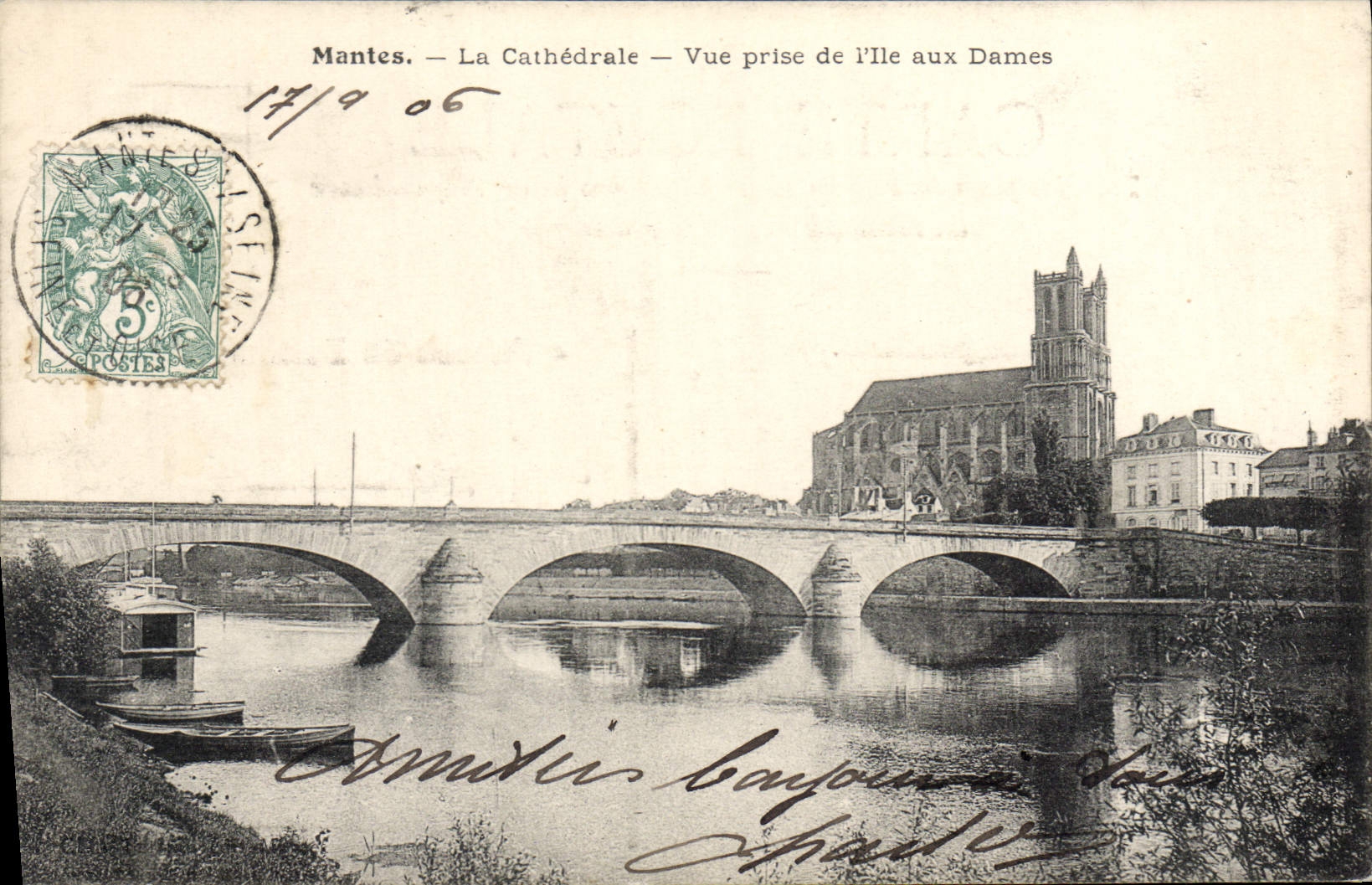 CPA Mantes La Cathedrale Vue Prise De I'Ile Aux Dames