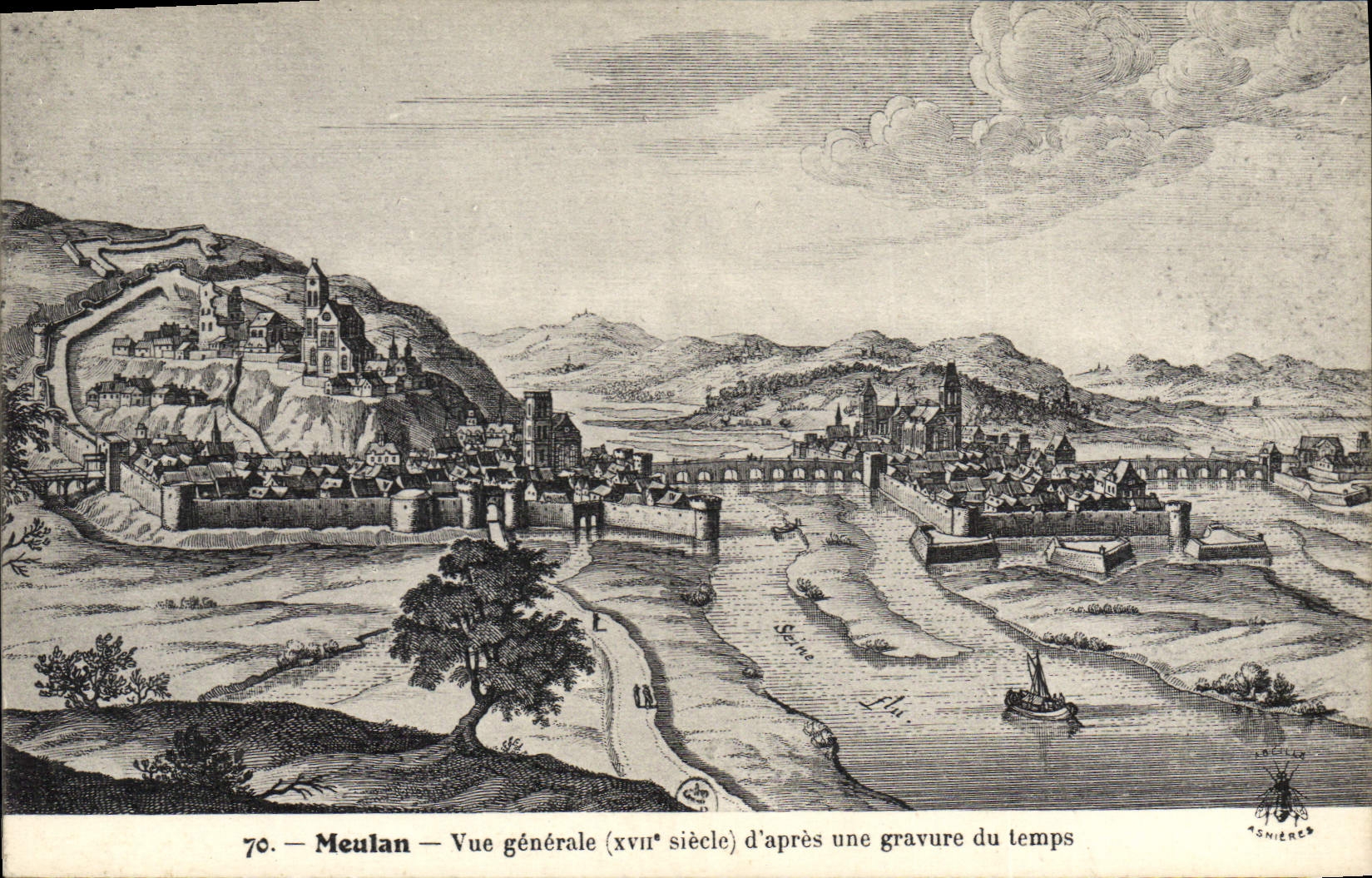 CPA Meulan Vue Generale D'Apres Une gravure du temps