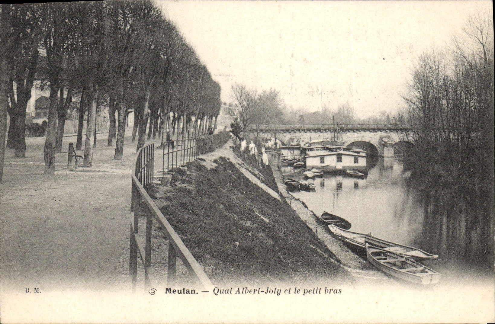 CPA Meulan Quai Albert Joly Et Le Petit Bras