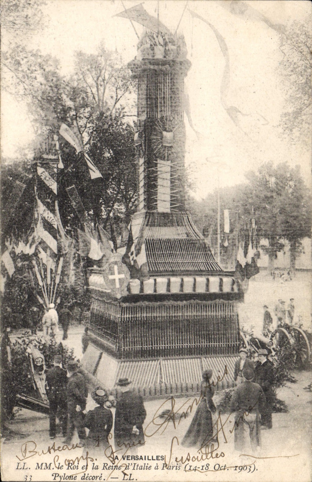CPA Versailles La Reine et le roi d'Italie A Paris 14-18 octobre 1903