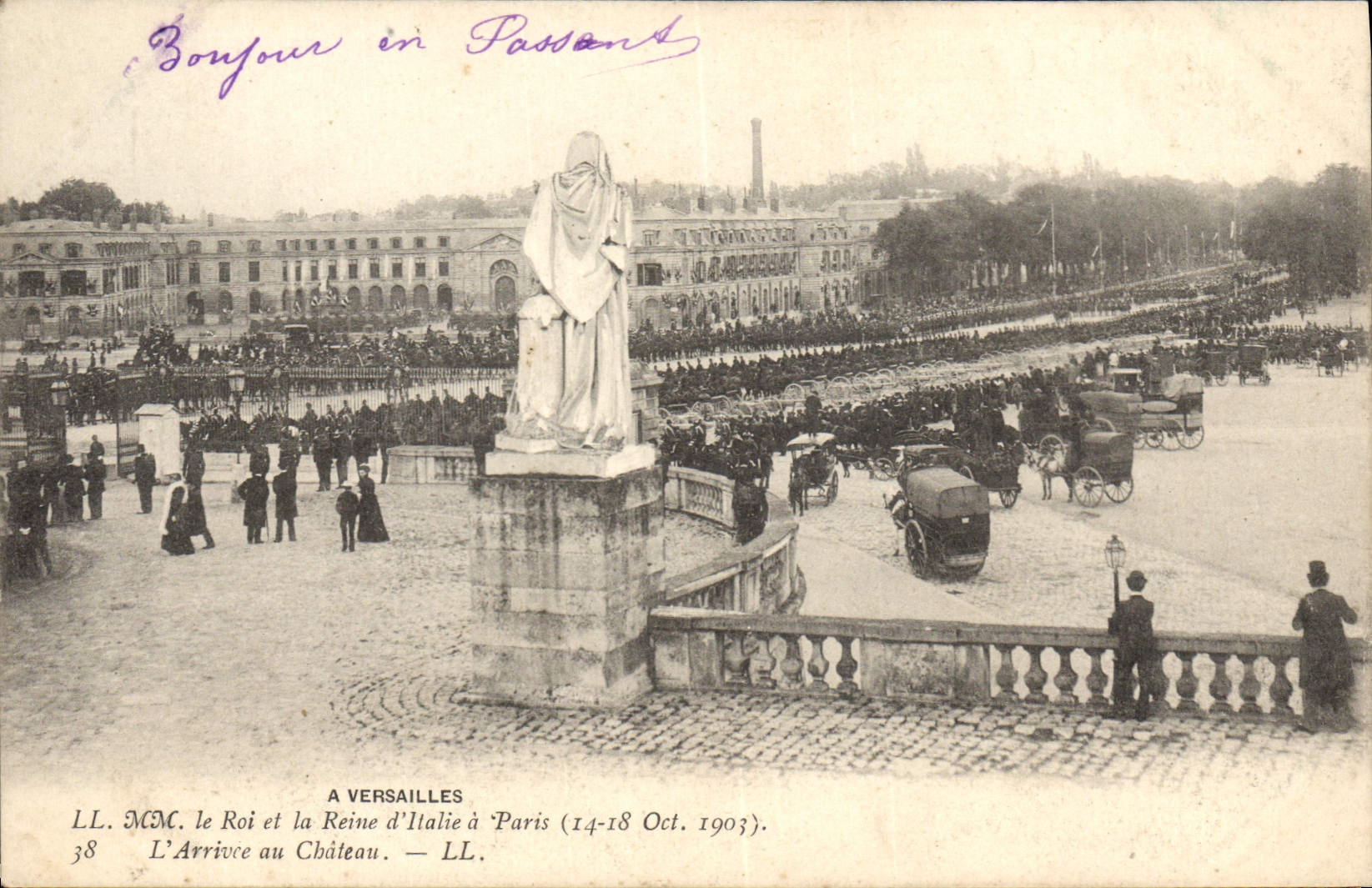 CPA Versailles le roi Et La Reine D'Italie 14-18 octobre 1903 arrivée au château
