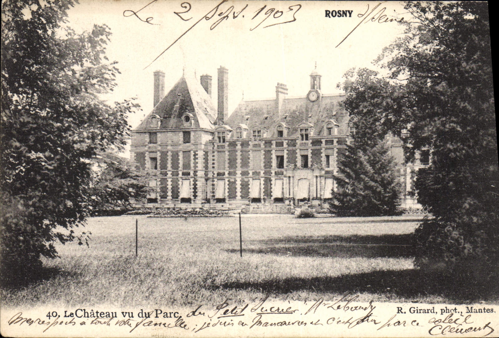 CPA Rosny Le Chateau Vu Du Parc