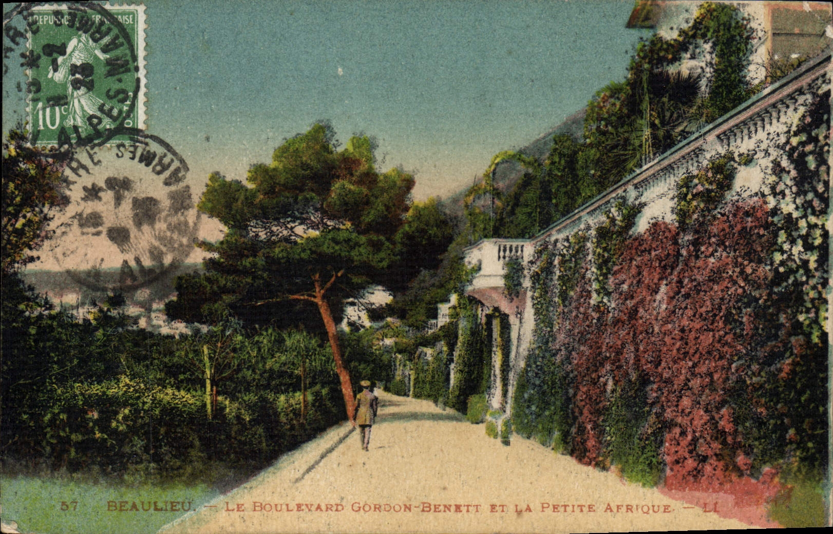 CPA Beaulieu Sur Mer boulevard Gordon-Benett et la petite Afrique