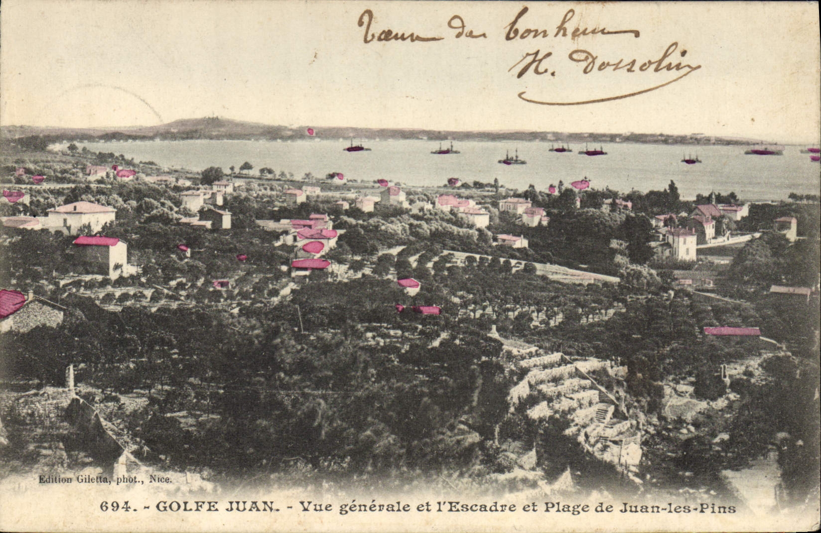 CPA Golfe Juan Vue Generale Et I'Escadre Et Plage