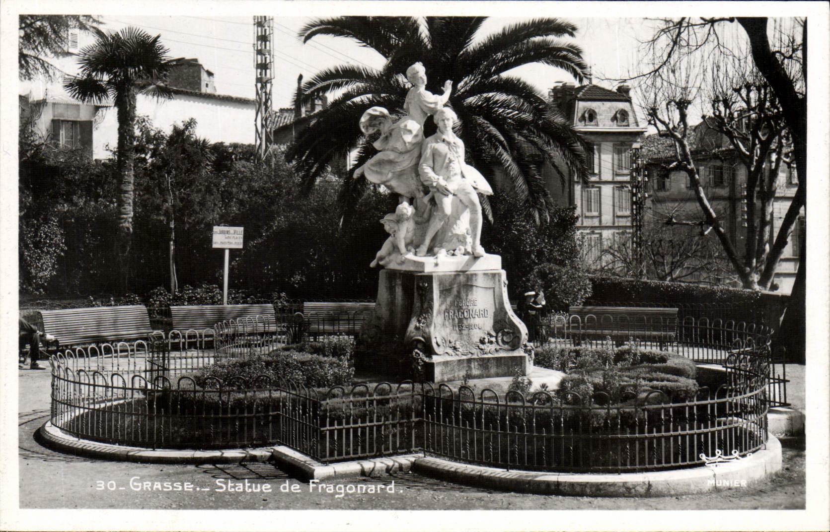 CPA Grasse Statue De Fragonard