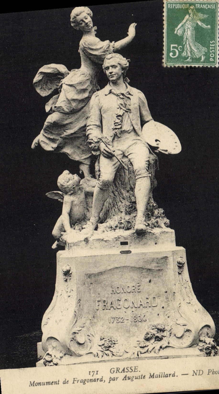 CPA Grasse Monument De Fragonard Par Auguste Maillard
