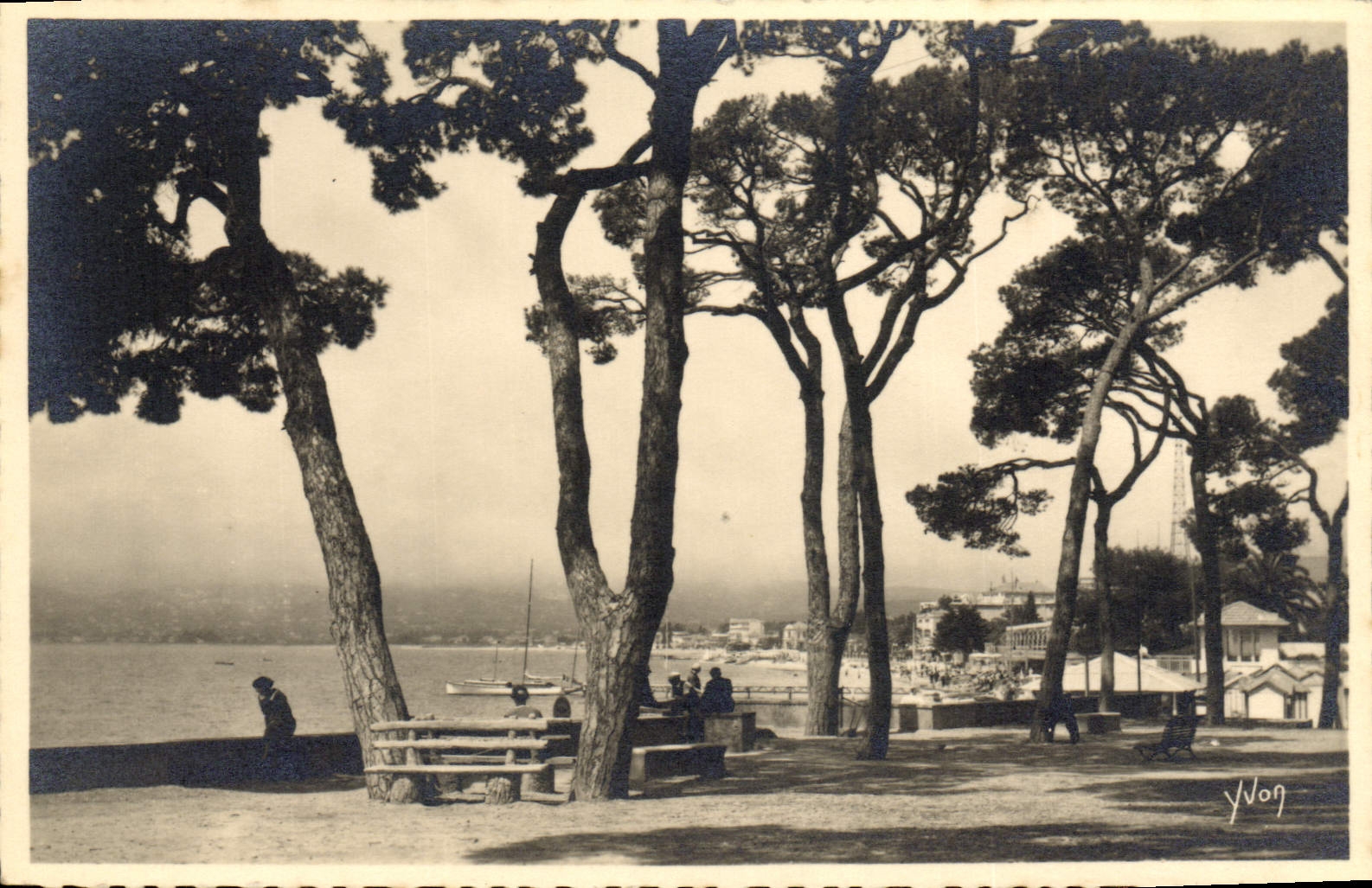 CPA Juan Les Pins La Plage Vue De La Pinede