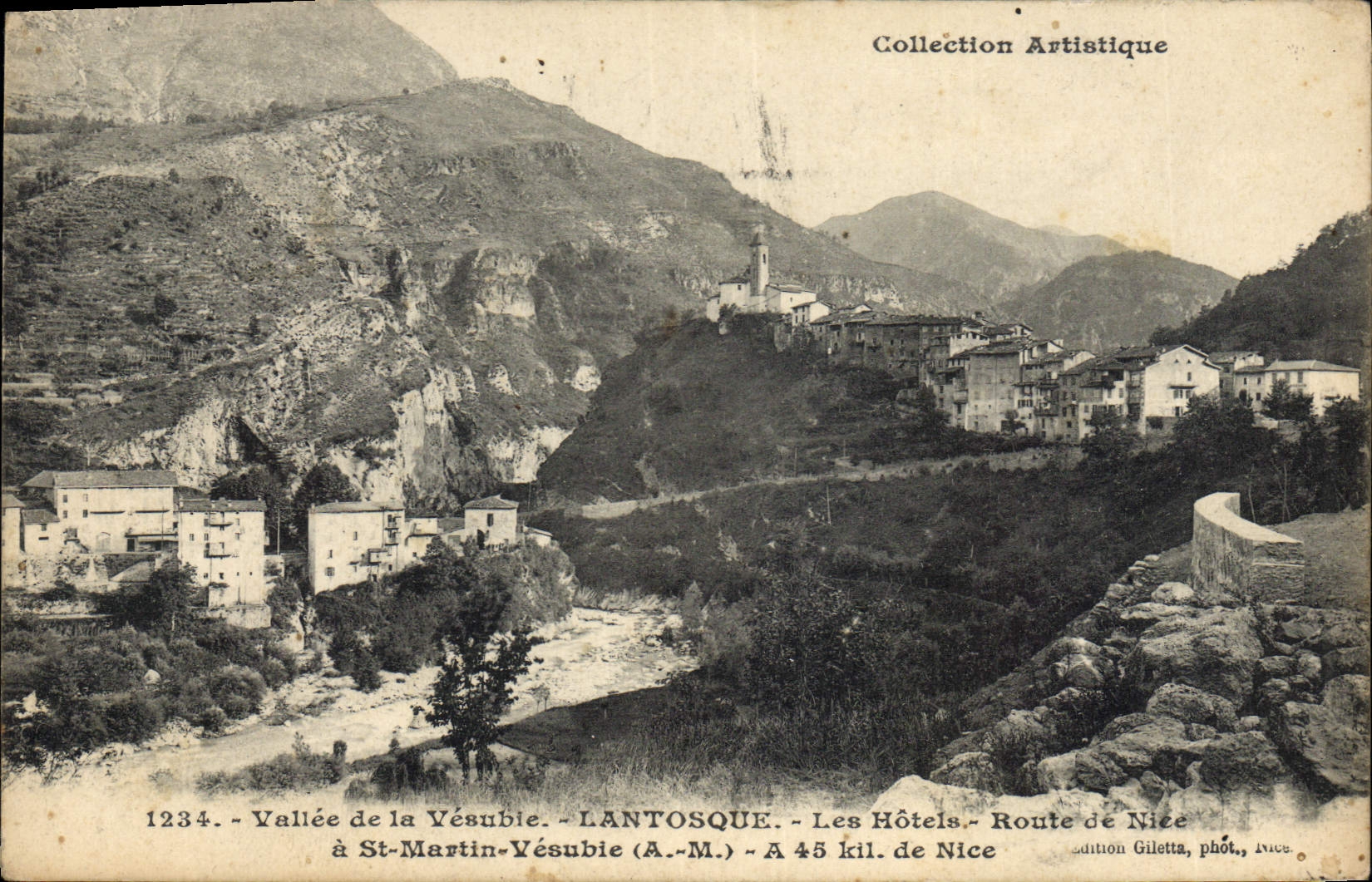 CPA Lantosque les Hotels Route De Nice A Saint Martin Vesubie