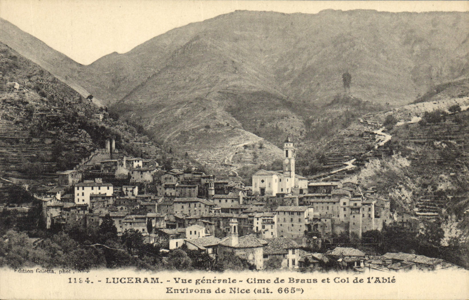 CPA Luceram Vue Generale Cime De Braus Et Col de l'Ablé