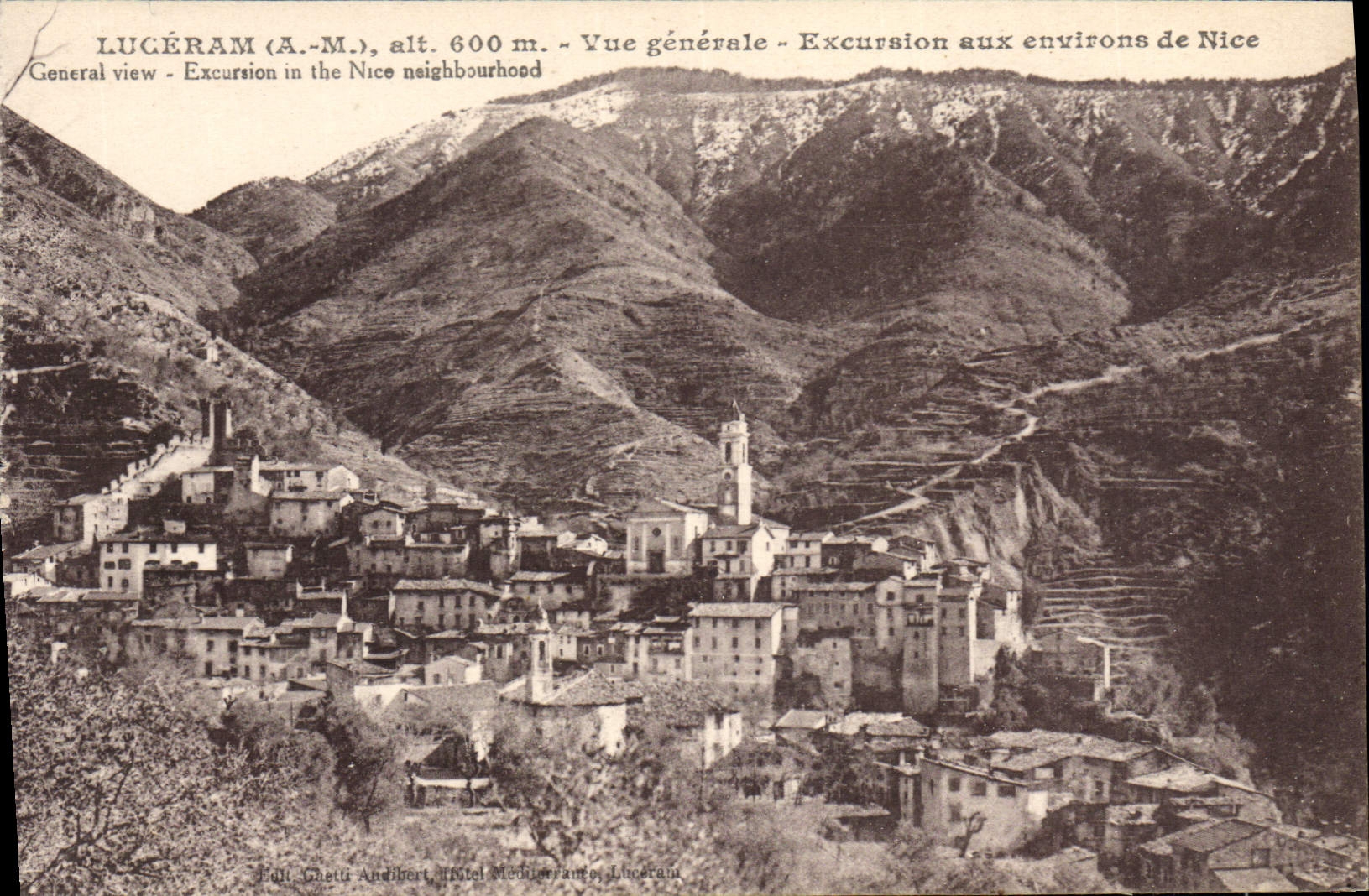 CPA Luceram Vue Generale Excursion Aux Environs