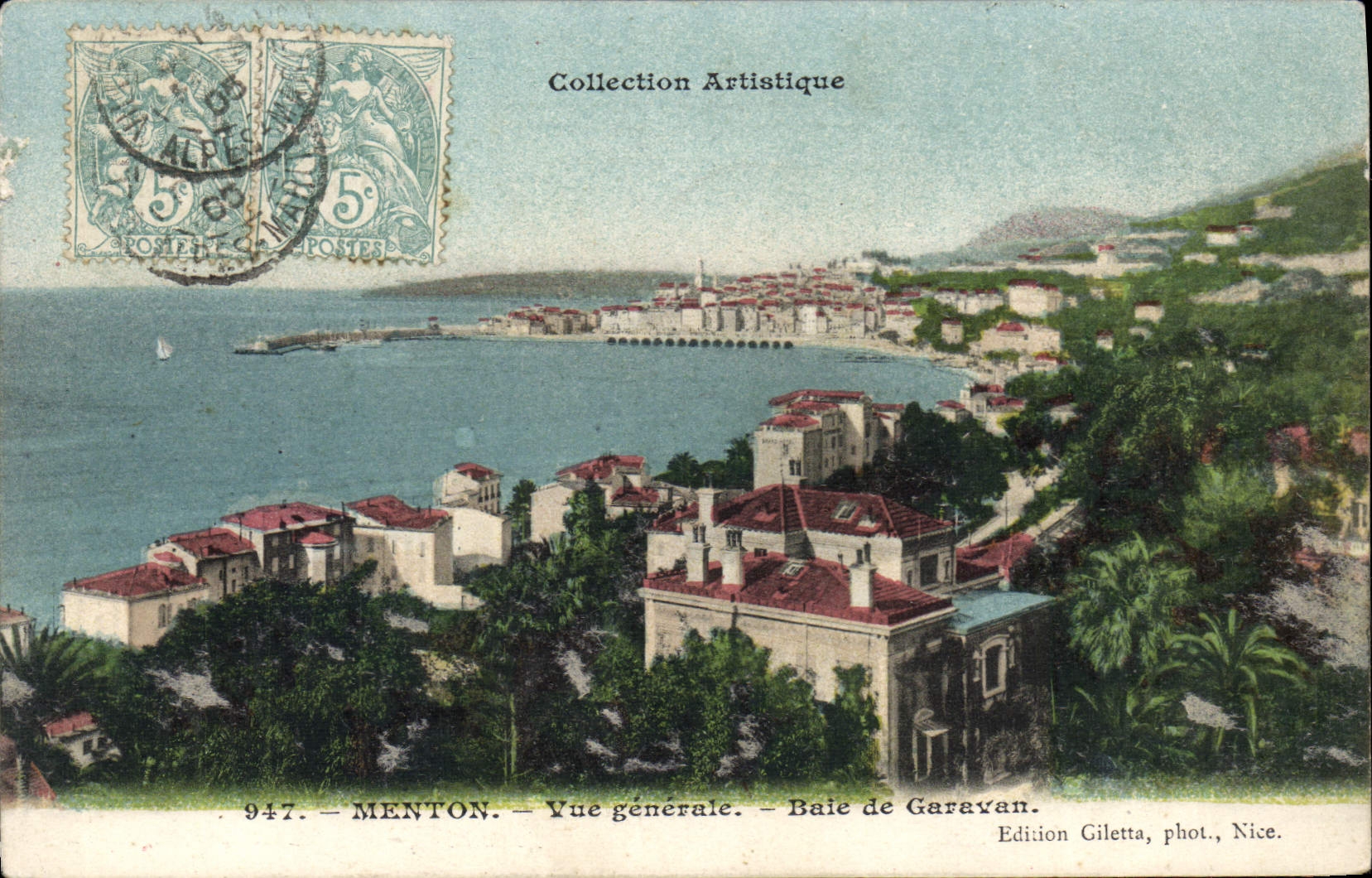 CPA Menton Vue Generale Baie De Garavan