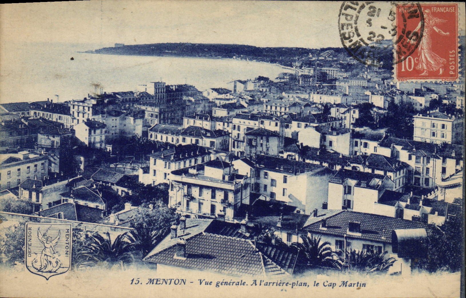 CPA Menton Vue Generale A I'Arriere Plan cap martin