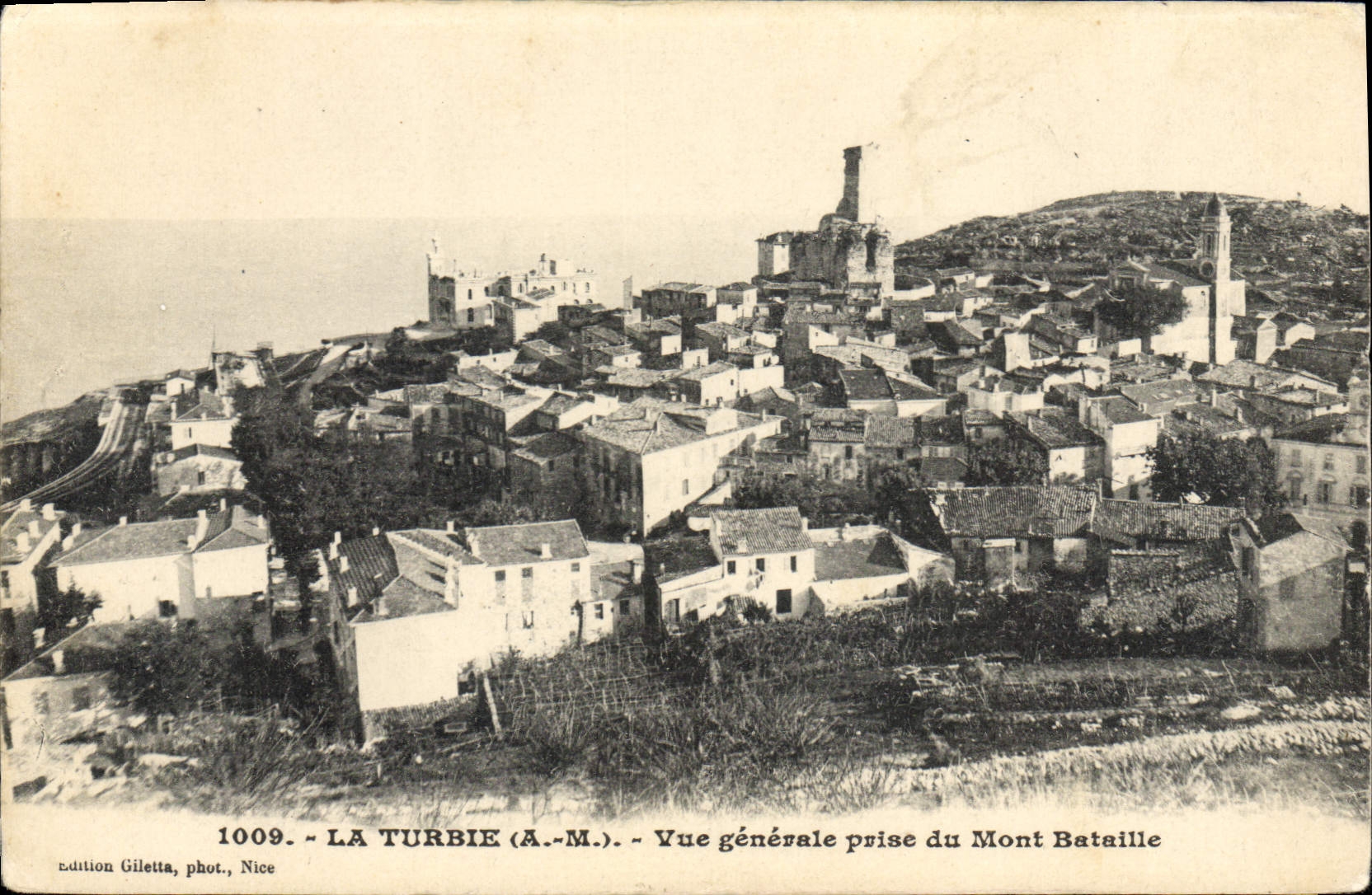 CPA LA TURBIE vue générale prise du Mont Bataille