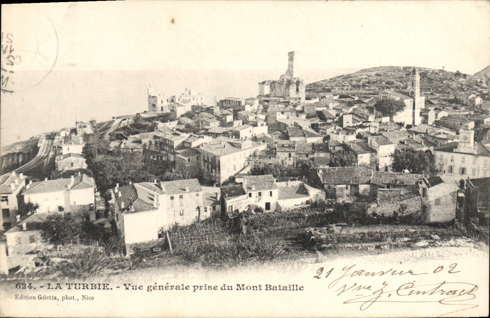 CPA LA TURBIE vue générale prise du Mont Bataille