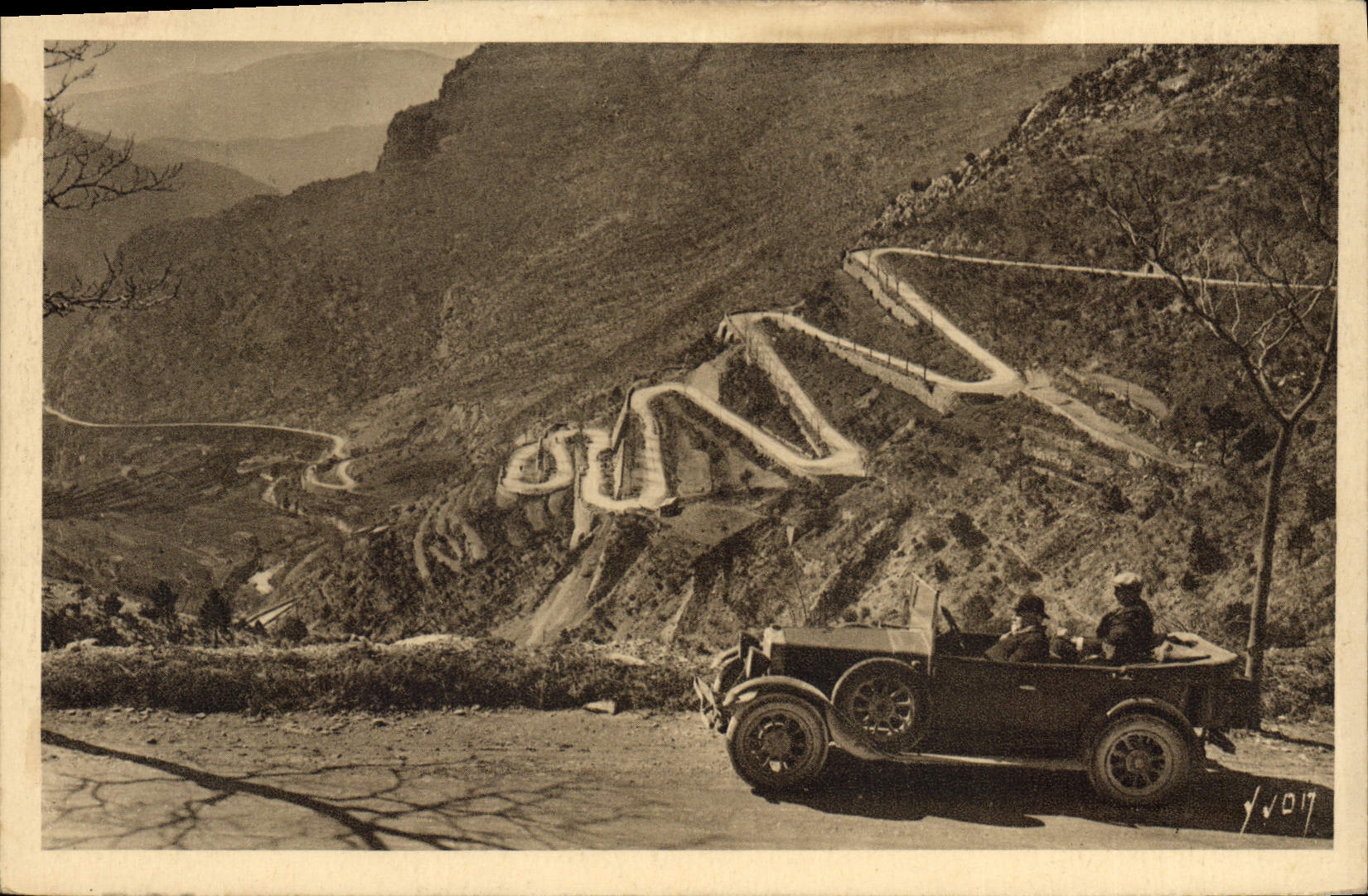 CPA route de Nice à Sospel col de Braus Automobile