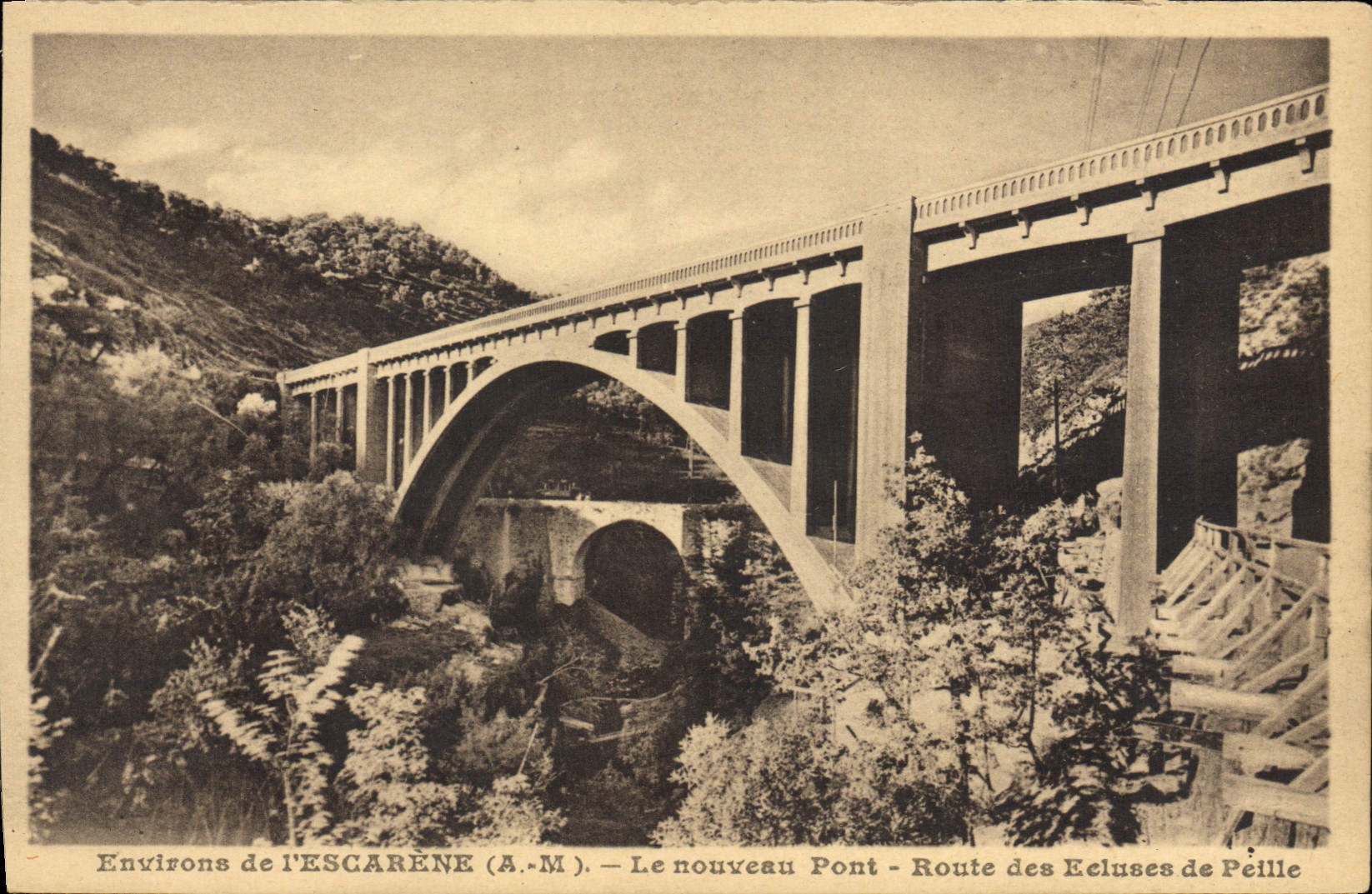 CPA environs de l'ESCARENE nouveau pont route des écluses de Peille