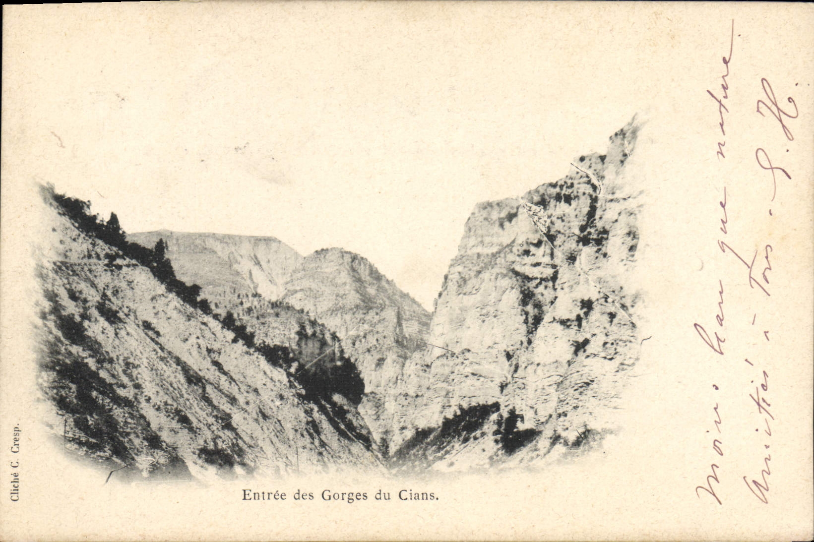 CPA entrée des Gorges du Cians