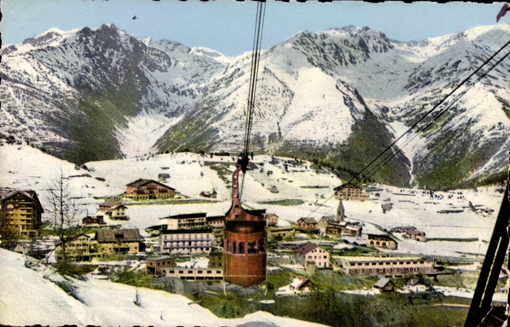 CPA AURON vue générale et la Benne téléférique de LAS DONNAS