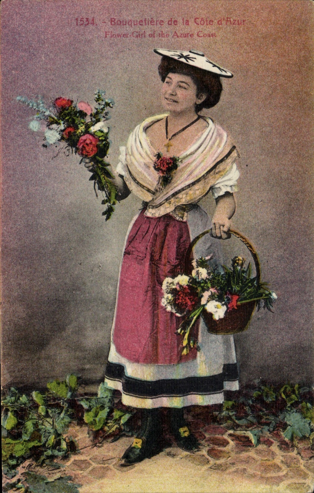 CPA bouquetière de la côte d'azur