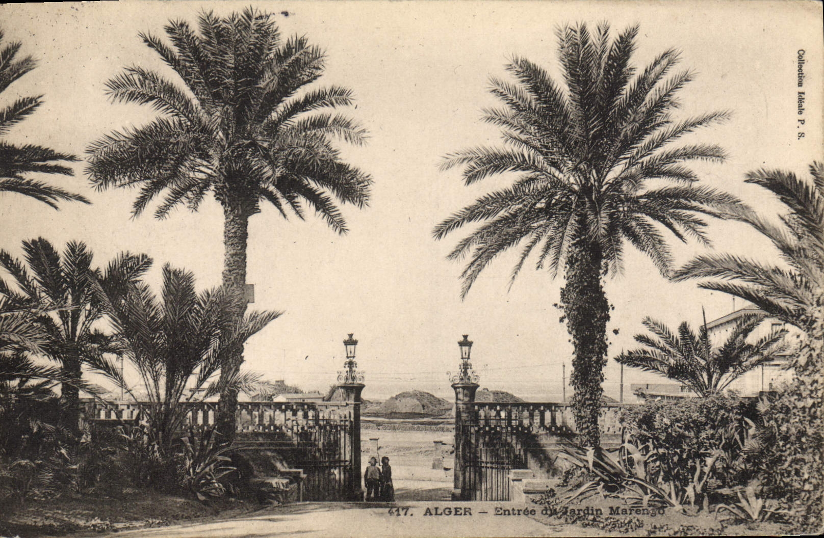 CPA ALGER entrée du jardin Marengo