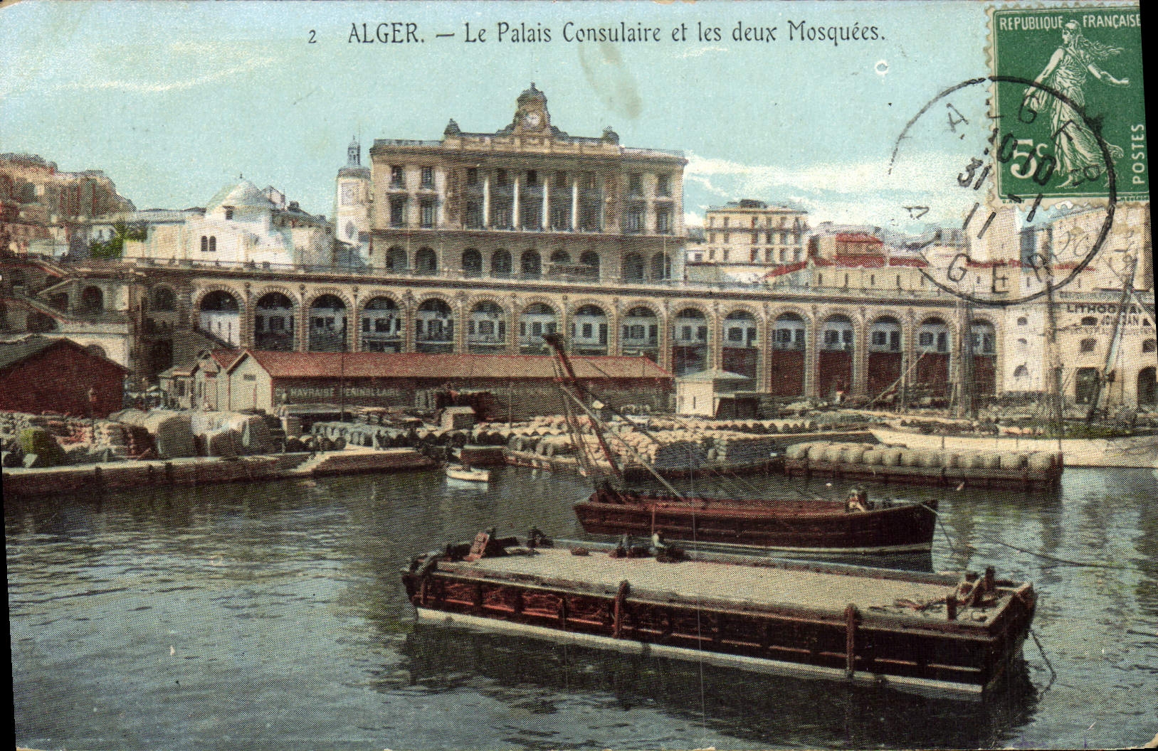 CPA ALGER palais consulaire et les deux Mosquées