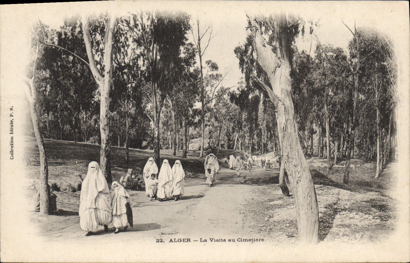 CPA ALGER la visite au cimetière