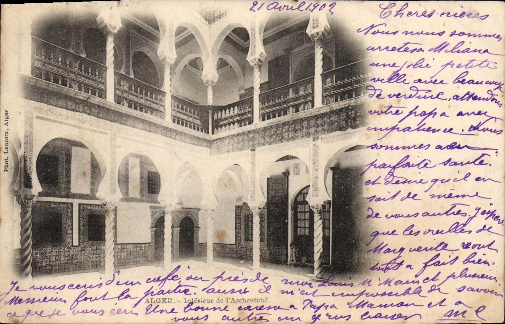 CPA ALGER intérieur de l'Archevêché