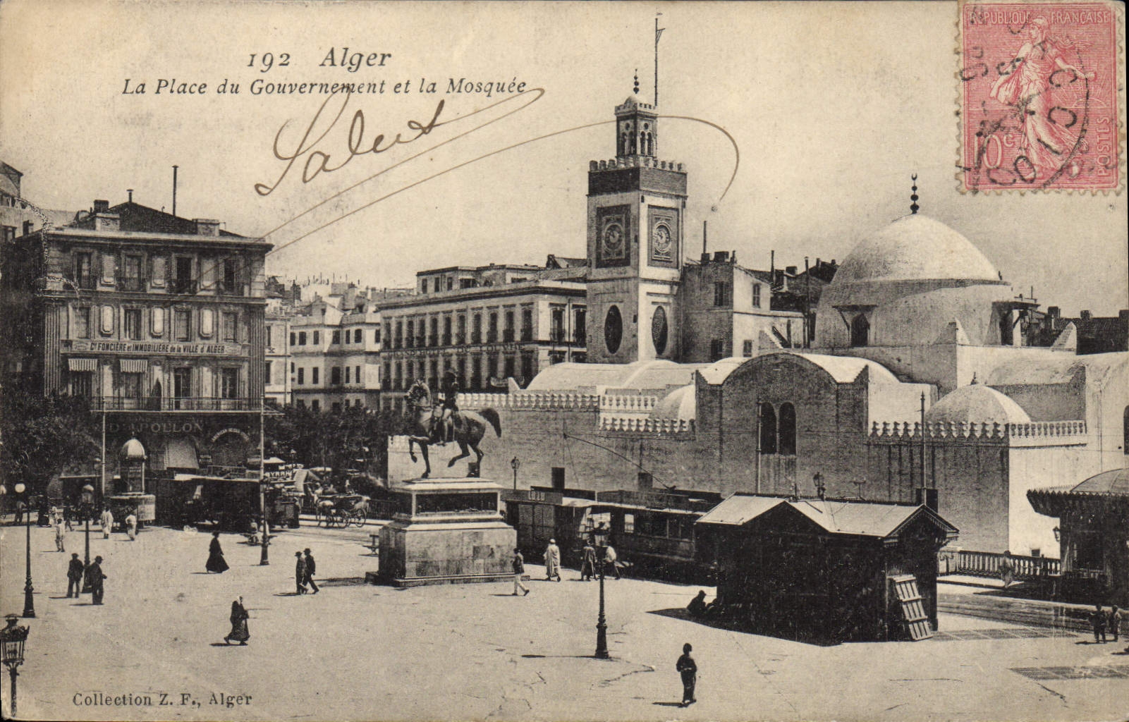 CPA ALGER place du gouvernement et la Mosquée
