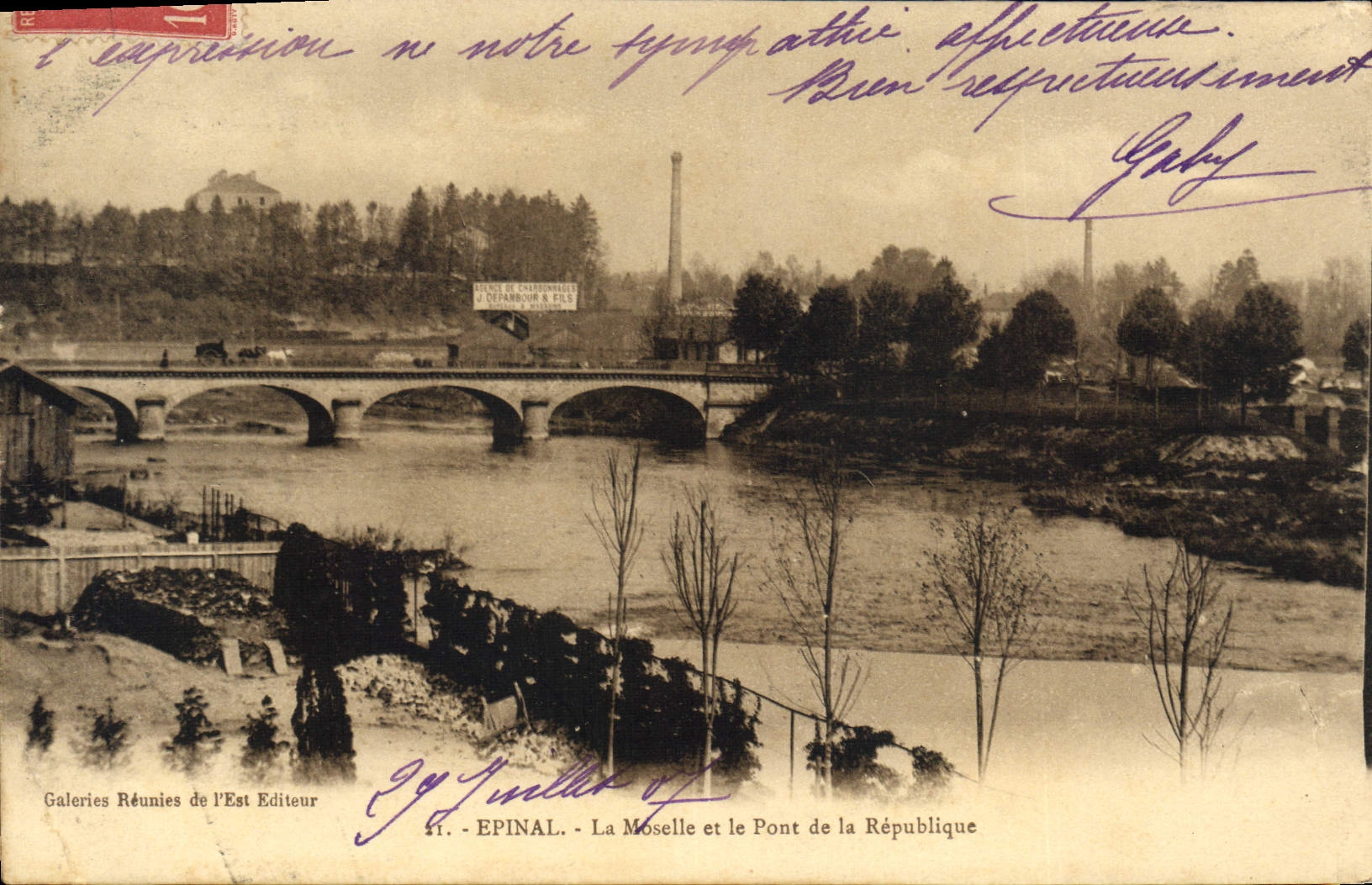 CPA Epinal Le Moselle Et Le Pont De La Republique