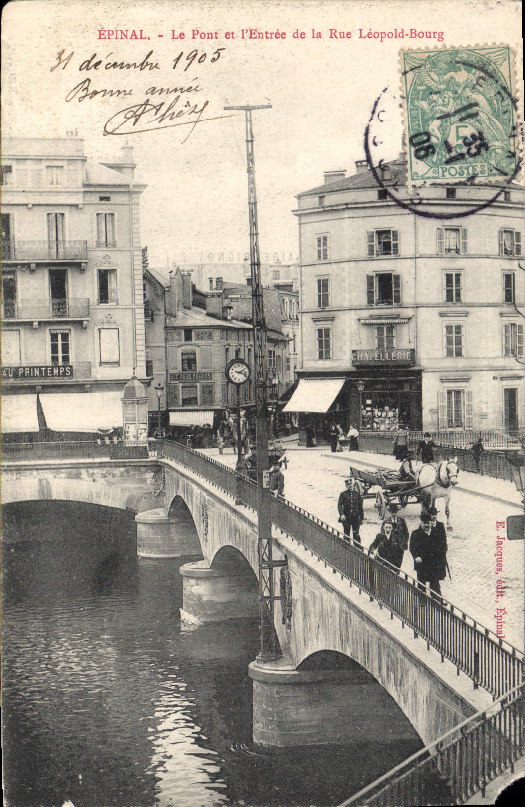 CPA Epinal Le Pont Et I'Entree De La Rue Leopold Bourg