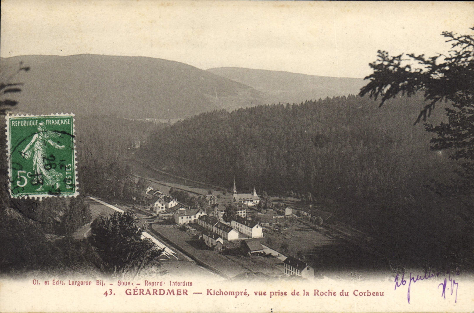 CPA Gerardmer Kichompre Vue Prise De La Roche du corbeau