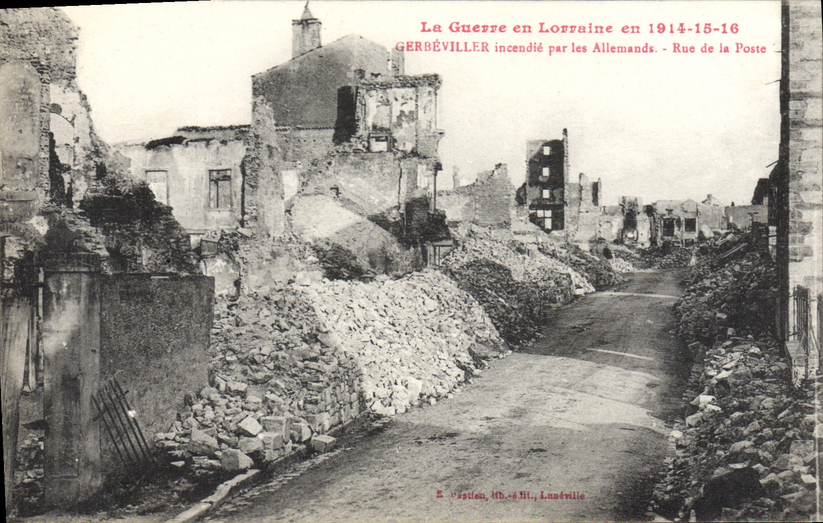 CPA Gerbeviller Incondie Par Les Allemands Rue De La Poste