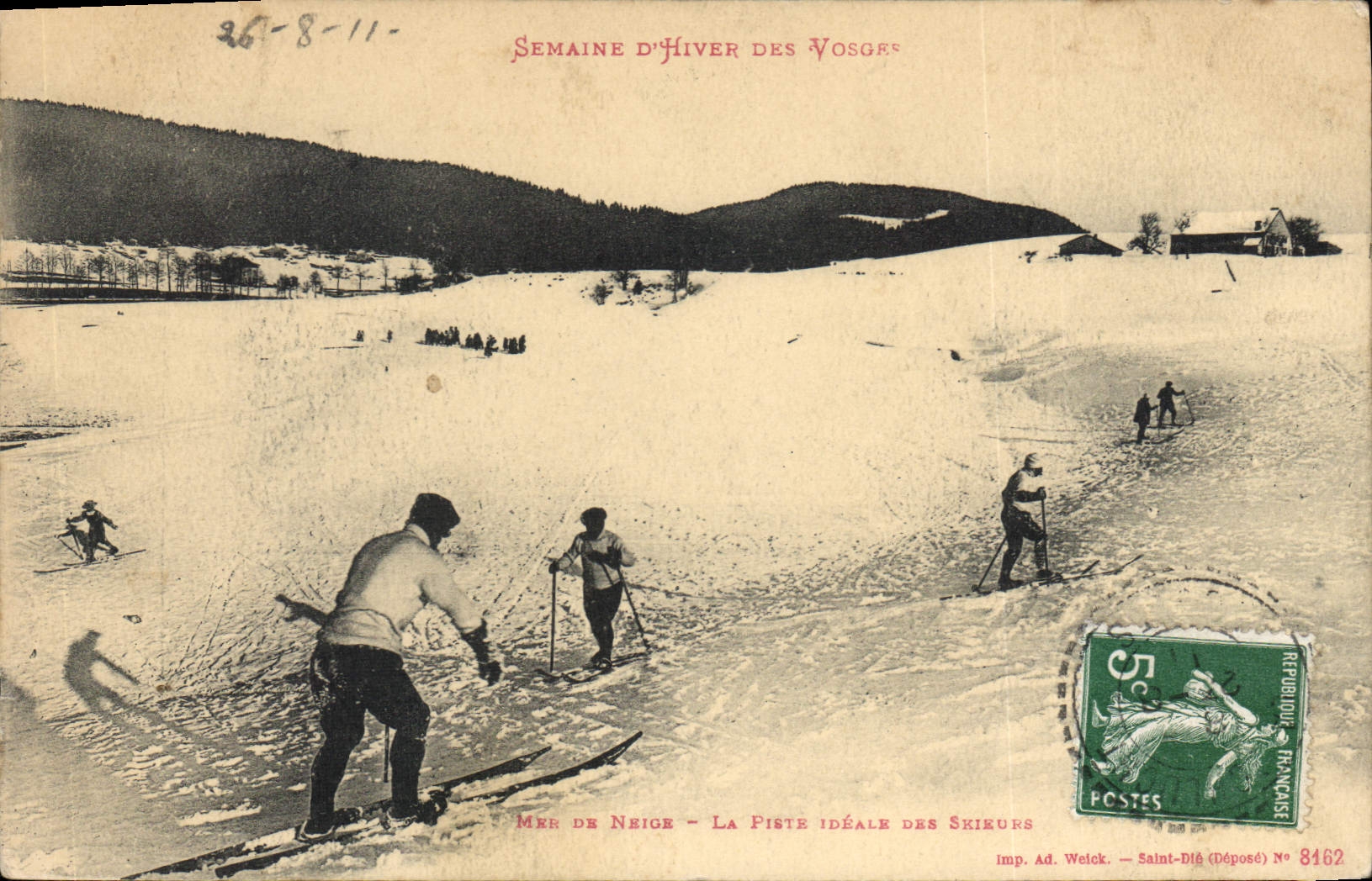 CPA Semaine D'Hiver Des Vosges mer de neige La Piste Idéale Des skieurs