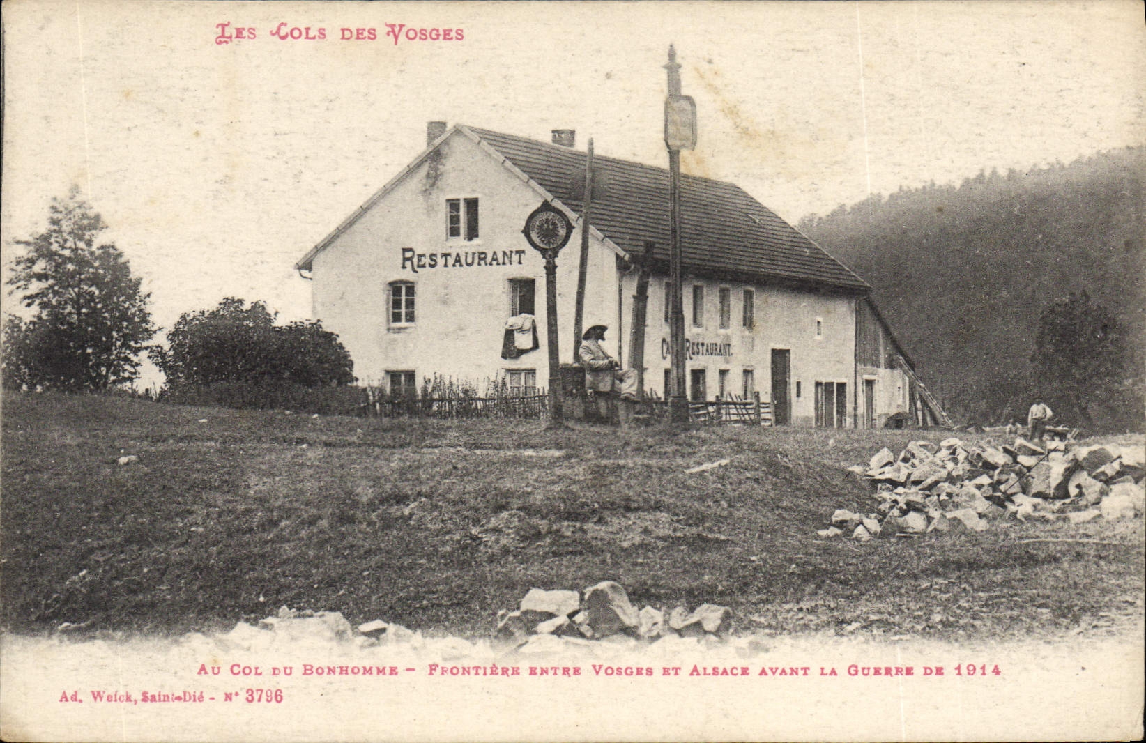 CPA col du Bonhomme entre St Die Et Colmar Le Poteau Frontiere entre Vosges et Alsace