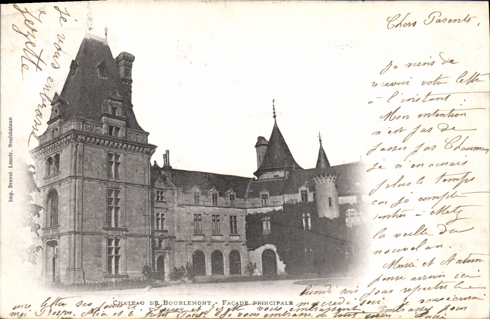 CPA Chateau De Bourlemont Facade Principale