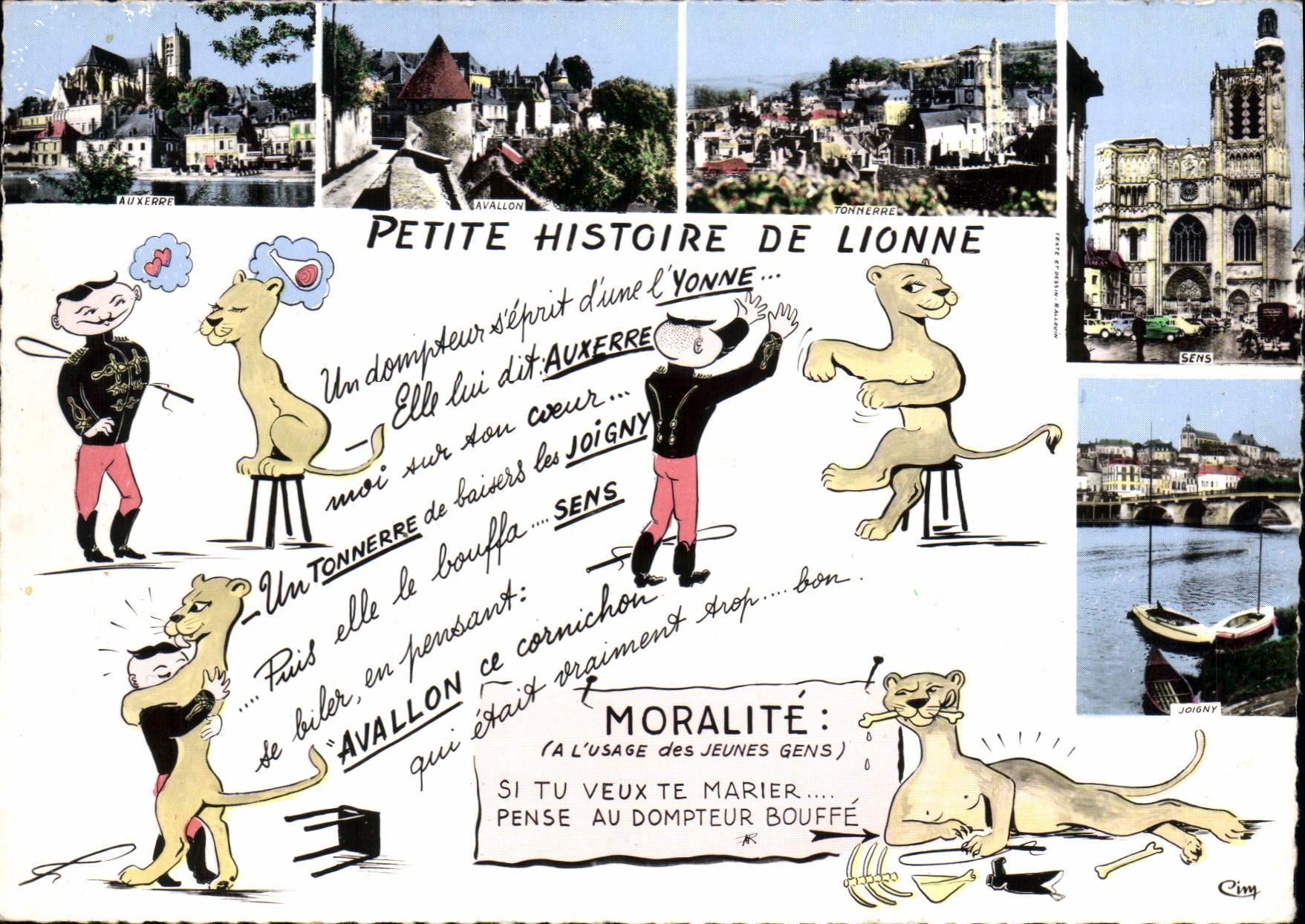 CPSM Avallon ce cornichon Petite histoire de Lionne dompteur bouffé