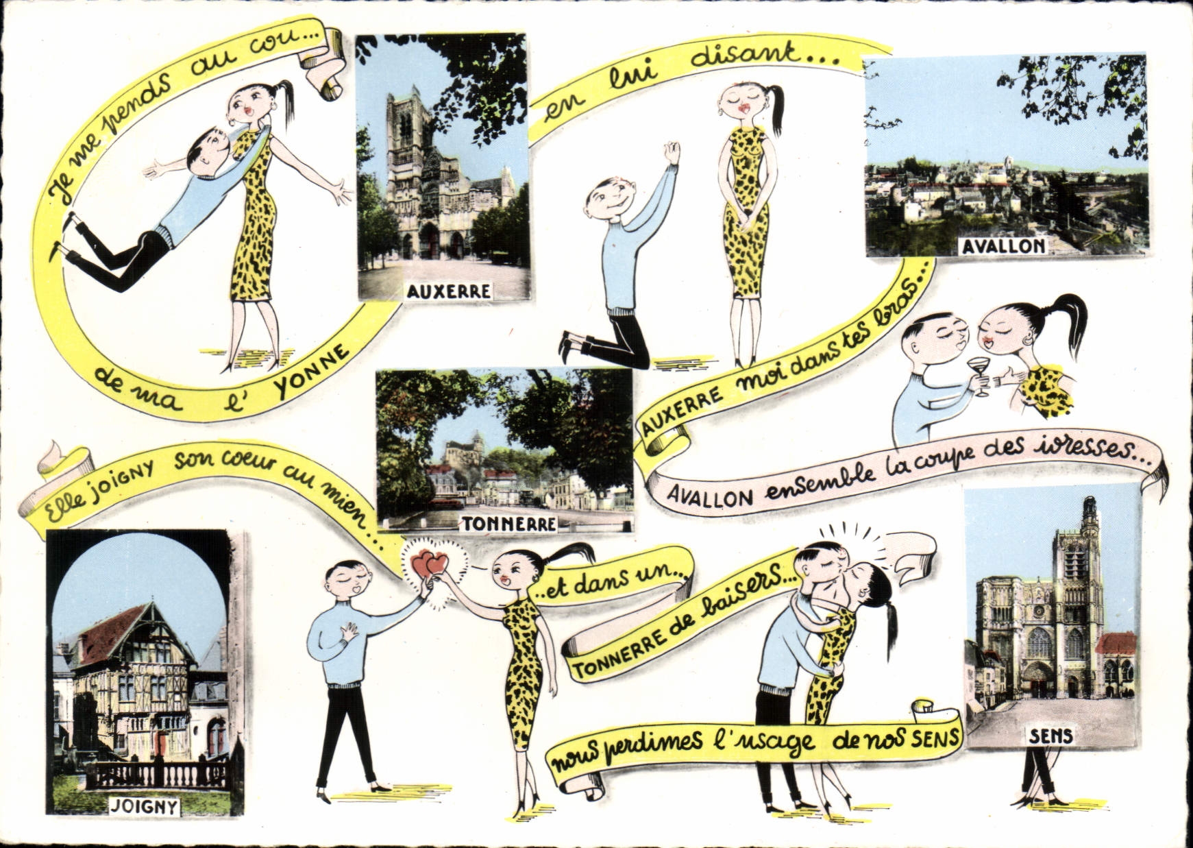 CPSM bon Souvenir De I'Yonne au cou de ma l'Yonne