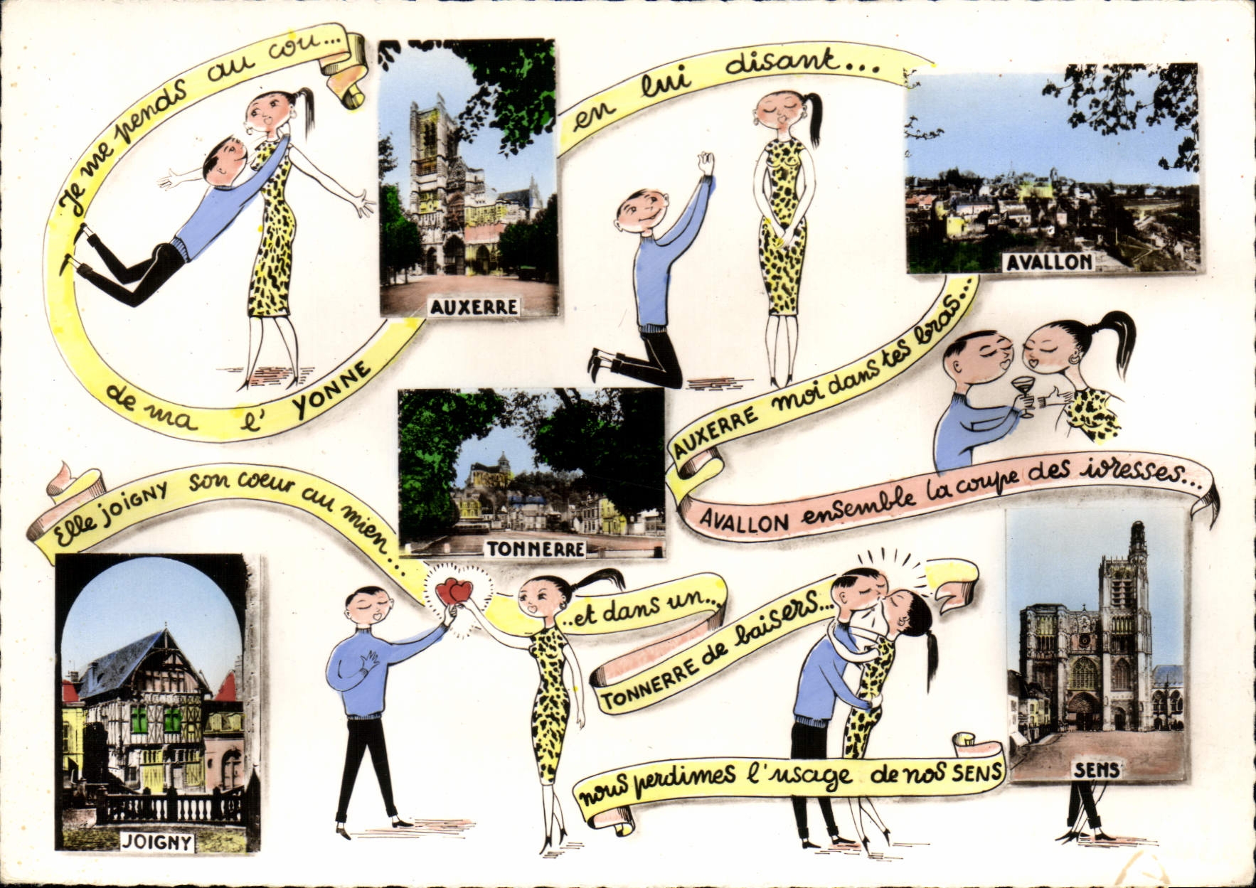 CPSM bon Souvenir De I'Yonne au cou de ma l'Yonne