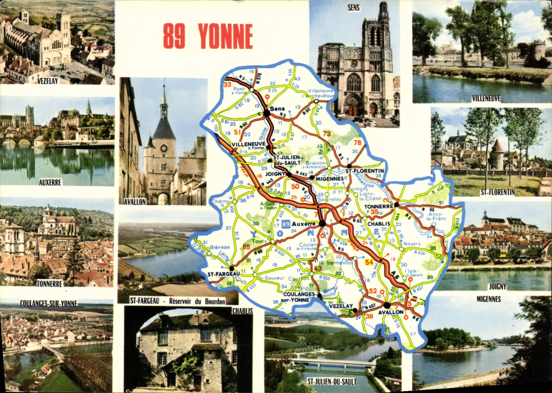 CPSM Yonne Auxerre carte touristique vues diverses