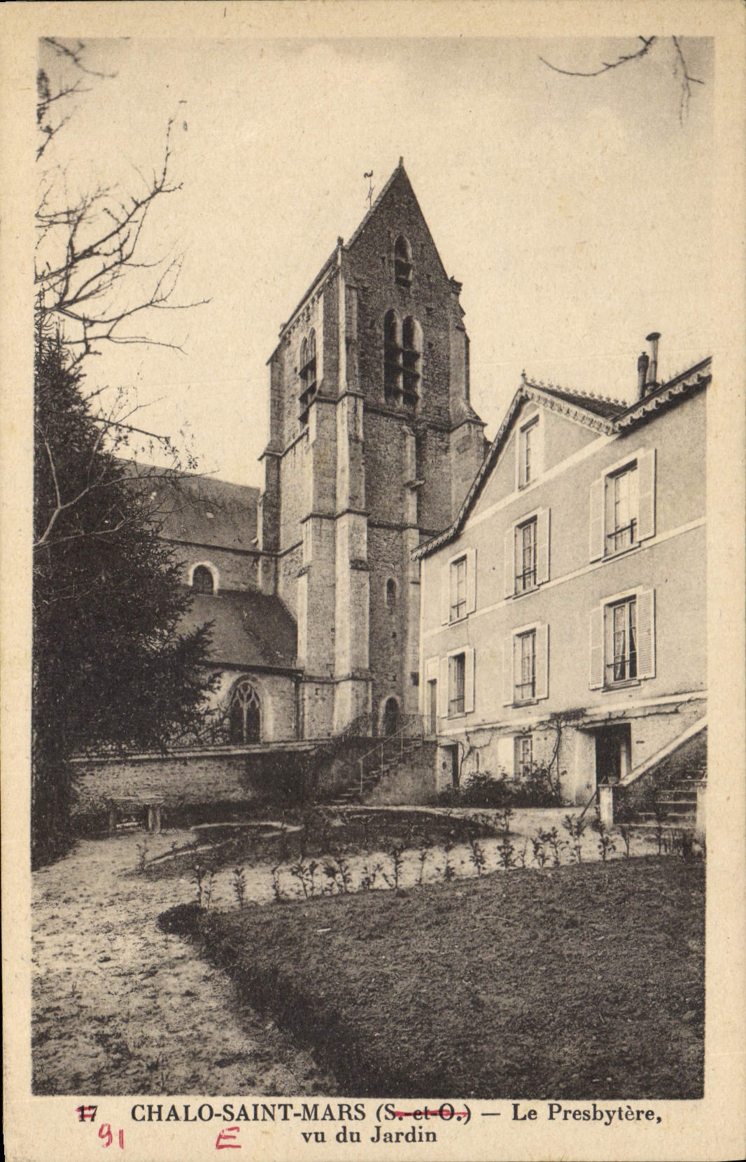 CPA Chalo Saint Mars Le Presbytere Vu Du Jardin