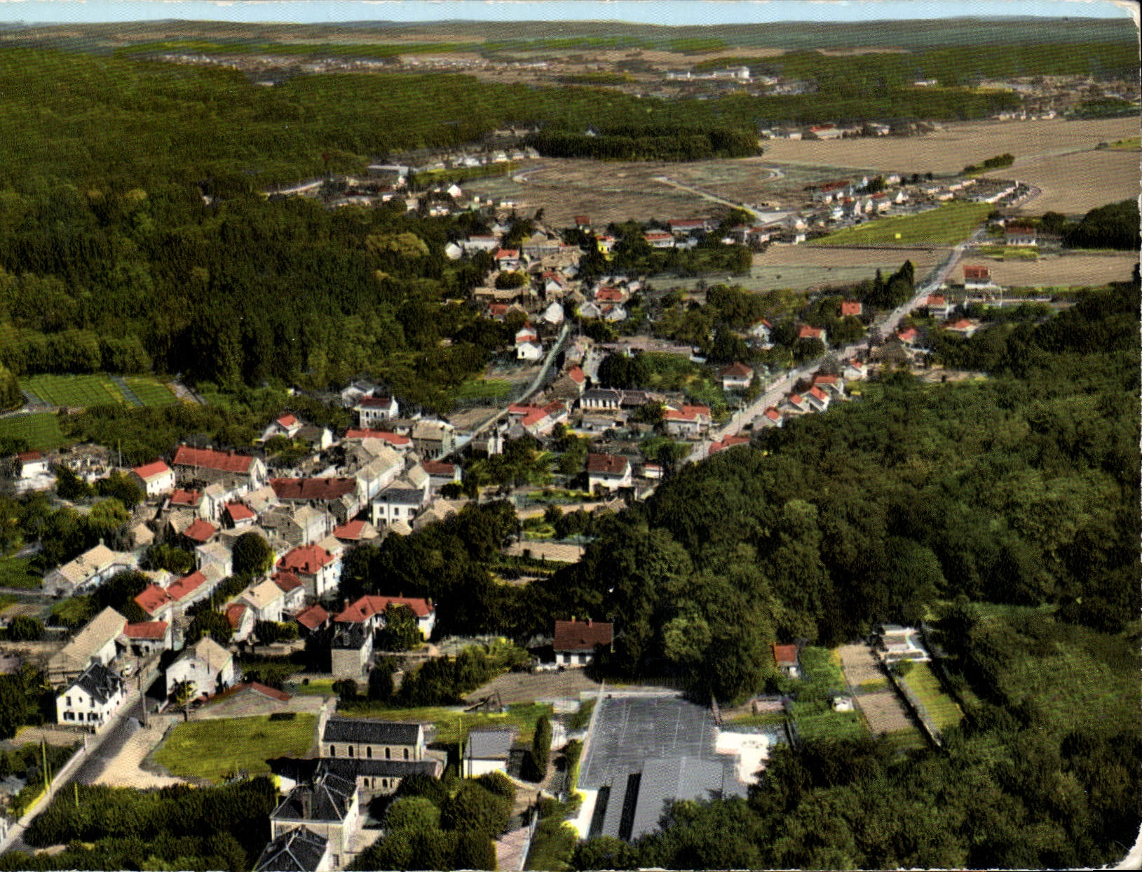 CPSM Janville Vue Generale Aerienne