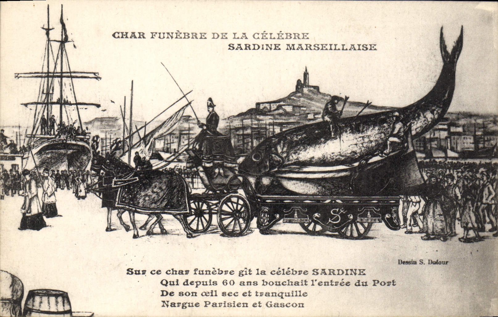 CPA Sardine Marseillaise Char Funebre De La Celebre sardine