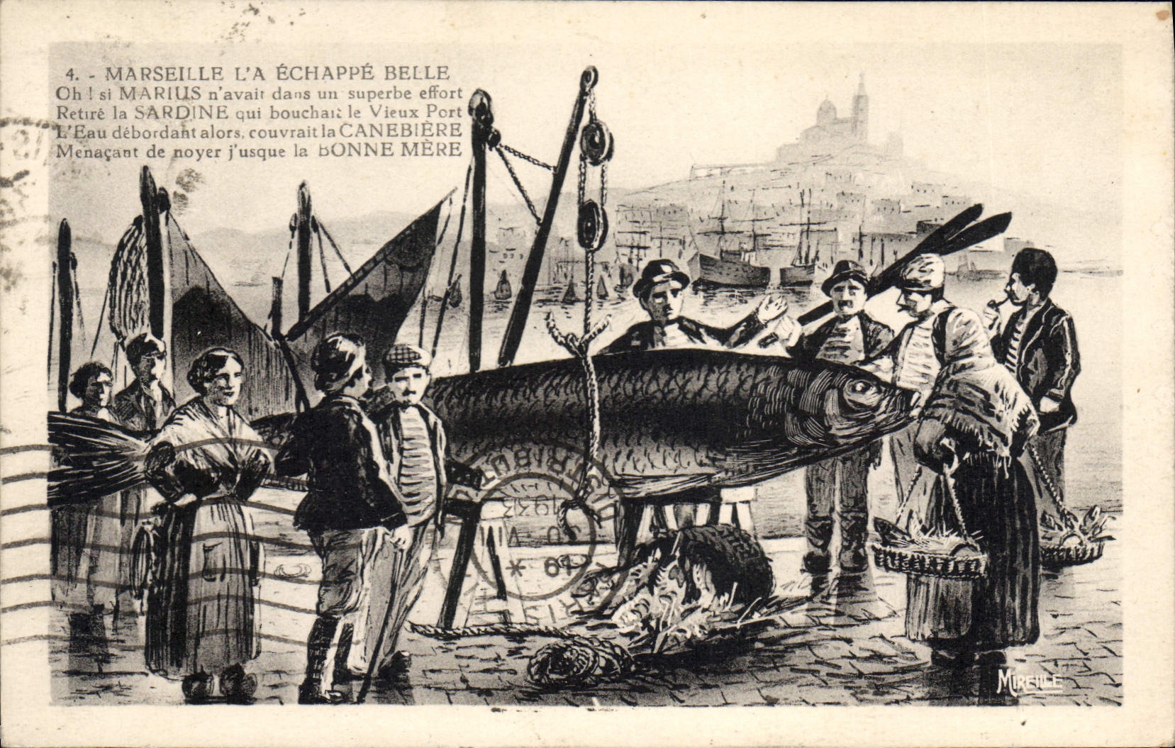 CPA Marseillais La Echappe Belle Marius sardine