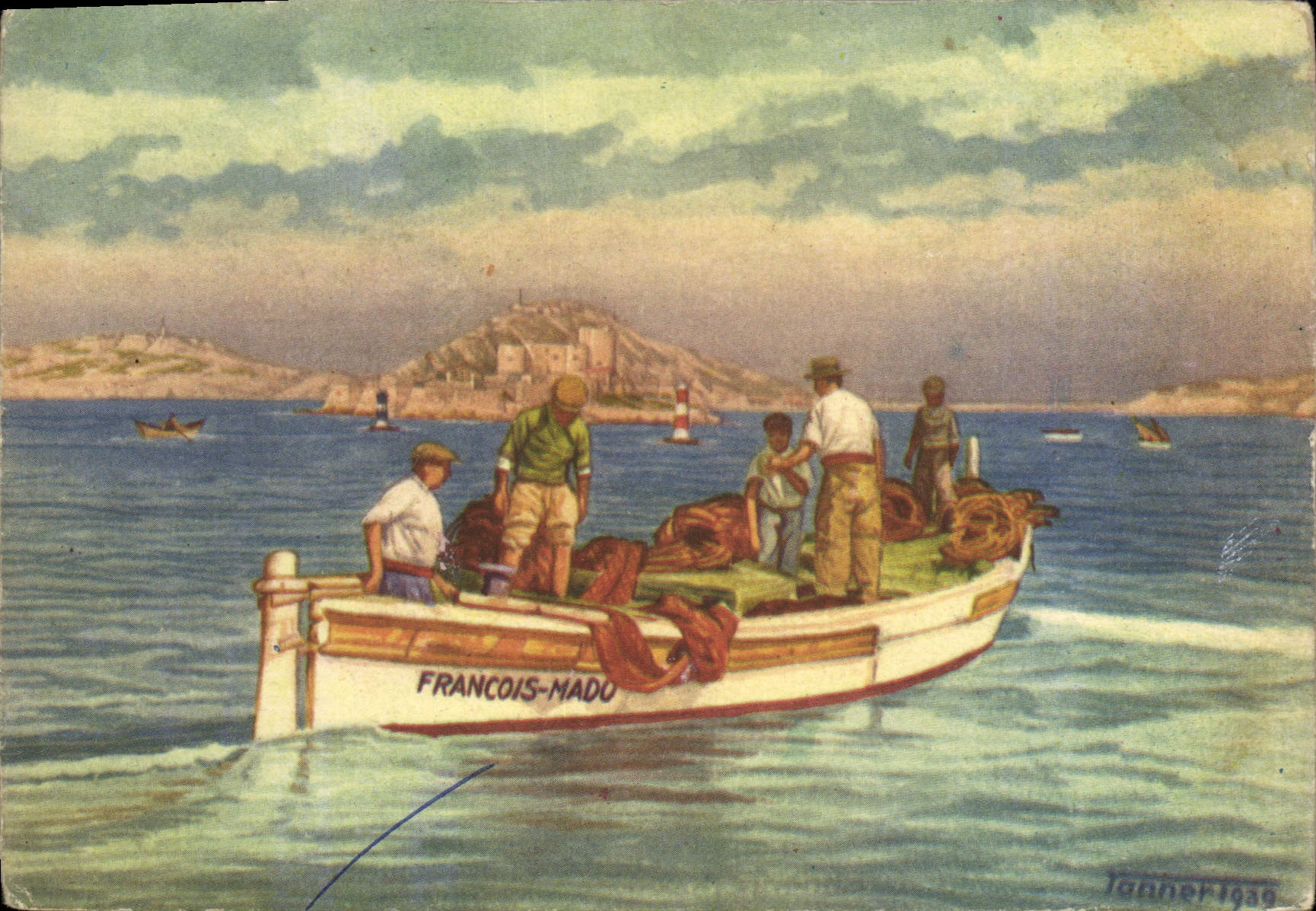 CPSM Marseille château d'if Sortie Des Pecheurs illustrateur TANNER 1939